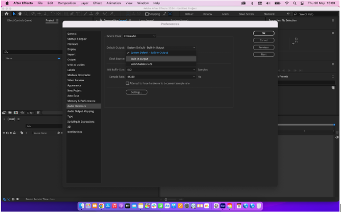 Fix audio issues in After effects screenshot